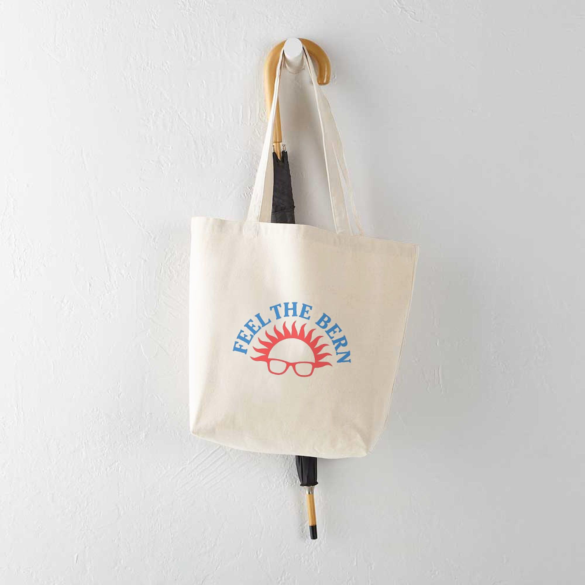 Feel The Bern Tote Bag - Eco-Friendly Natural Canvas Reusable Shopping Bag for Groceries, Beach & Everyday Use