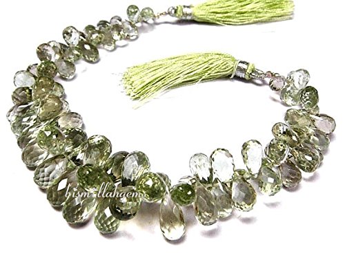 10x6-15x9mm Faceted Teardrop Green Amethyst Gemstone Briolettes Beads - 13 Inch Natural Bead Strand for DIY Jewelry Making (Necklace, Bracelet, Earrings, Rings) - Perfect for Boho, Wedding & Handmade Jewelry Designs