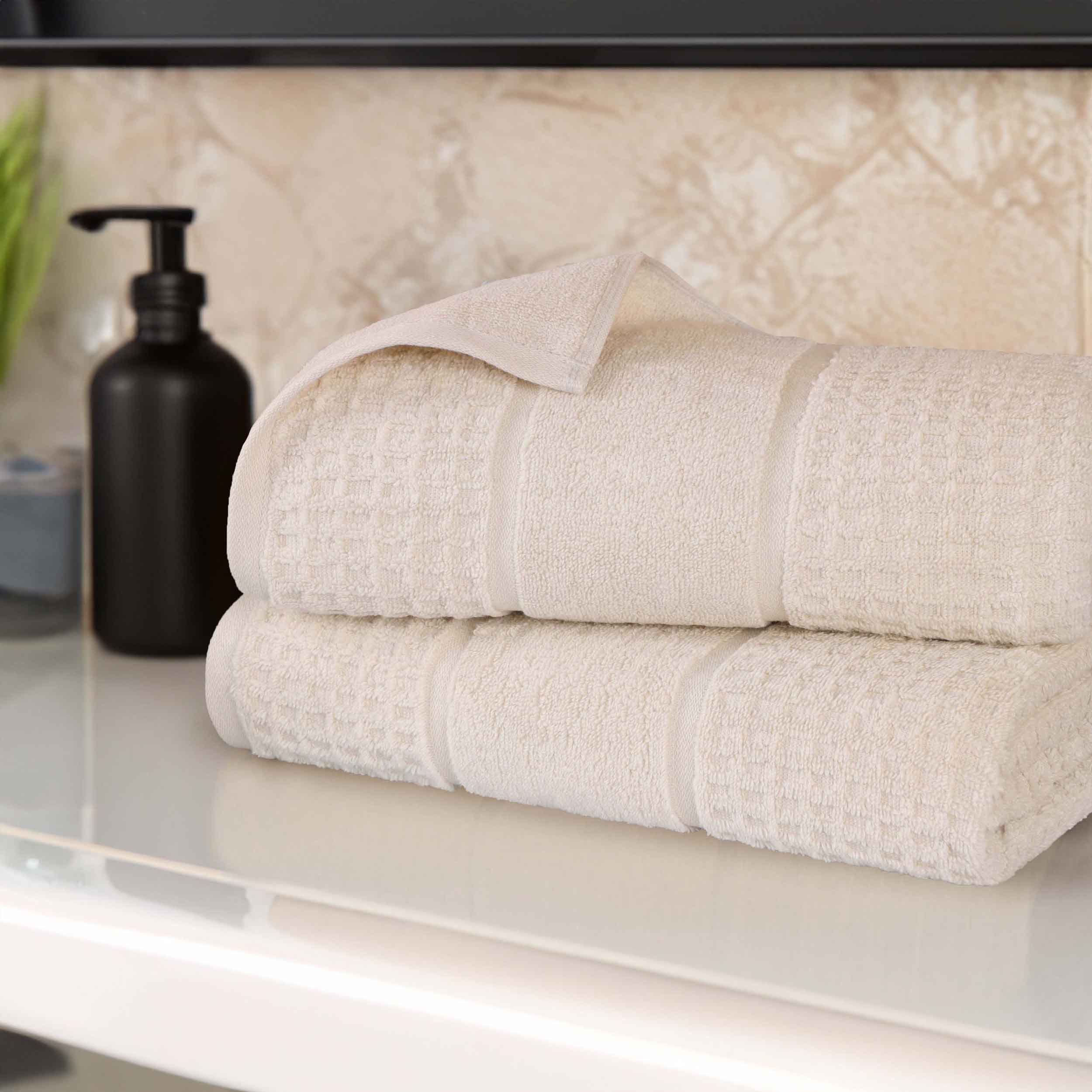 Premium Zero Twist Cotton Waffle Honeycomb Bath Towel Set of 2 - Ultra Soft & Highly Absorbent - Perfect for Spa, Bathroom & Luxury Home Use