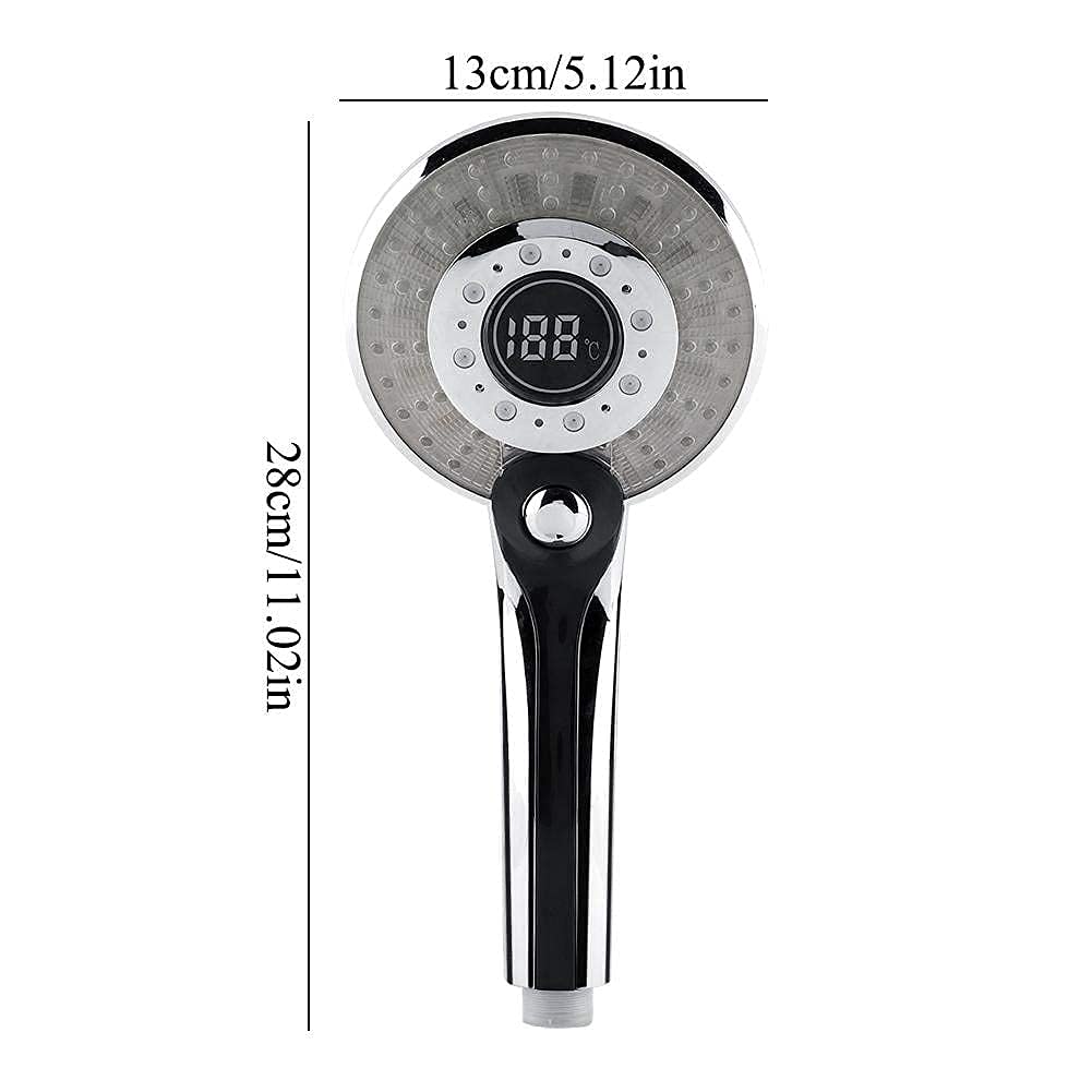 3 Mode LED Shower Head with Digital Display & Color Temperature Control - High Pressure Handheld Shower for Bathroom, Spa-Like Experience (Rain/Massage/Jet Spray) - Perfect for Relaxation, Energy Saving & Modern Bathroom Upgrade