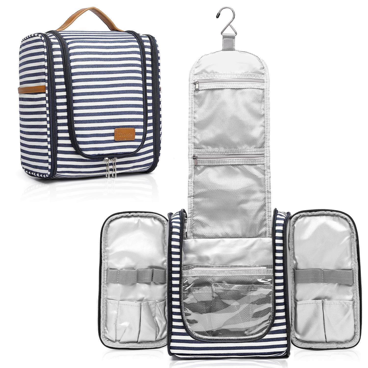 Bosidu Hanging Travel Toiletry Bag for Women - Large Capacity Cosmetic Organizer with 4 Compartments & Sturdy Hook - Perfect for Travel, Daily Use, Gifts (Christmas, Birthday) - Ideal for Hotels, Camping, Gym & Business Trips