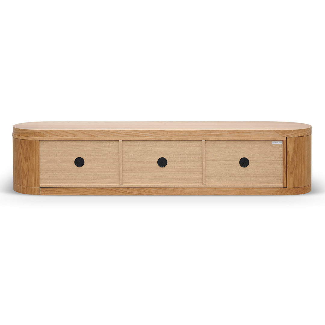 Extendable TV Stand with Storage - Natural Oak Finish for Living Room, Bedroom, and Home Theater Setup