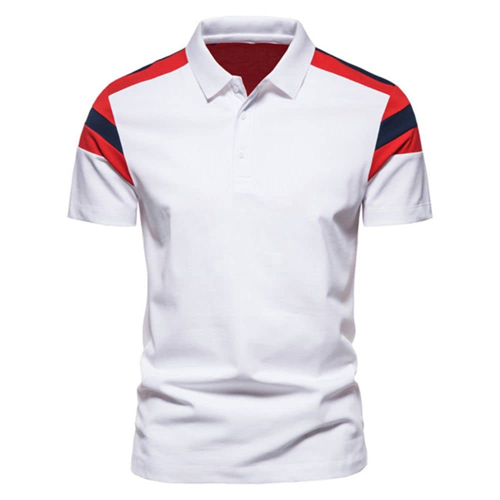 Men's Summer Short-Sleeve Lapel Shirts with Three-Color Stitching - Casual Office Wear & Outdoor Activities