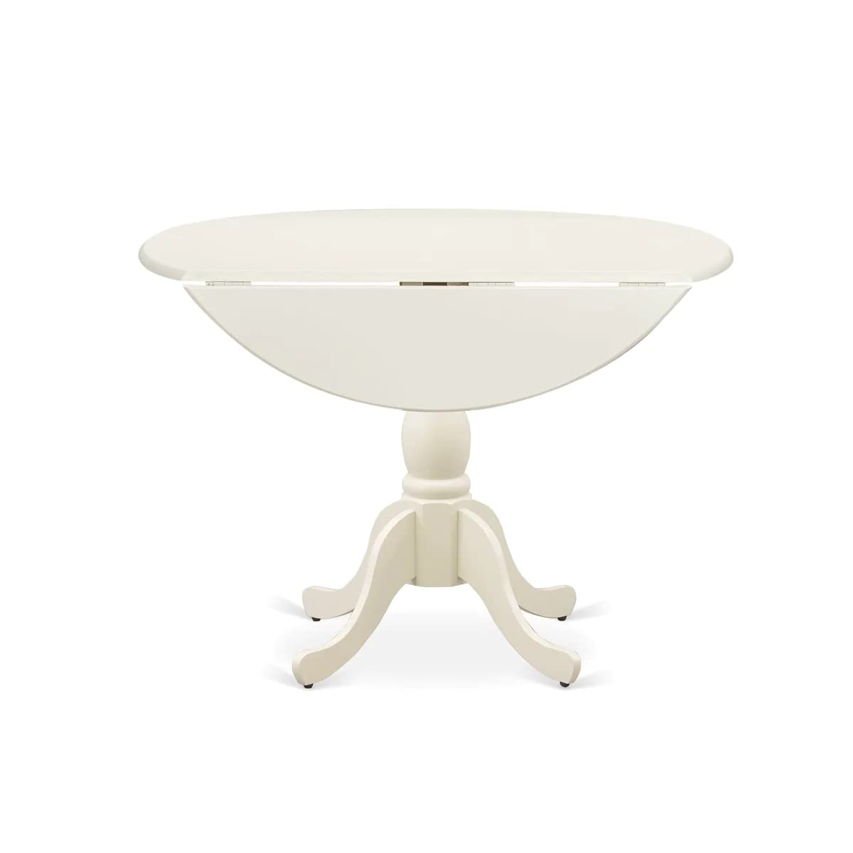 East West Furniture DMIP3-LWH-W 3-Piece Round Kitchen Table & Chairs Set with Drop Leaf - 42x42 Inch, Linen White - Perfect for Small Dining Rooms, Breakfast Nooks & Cozy Apartments