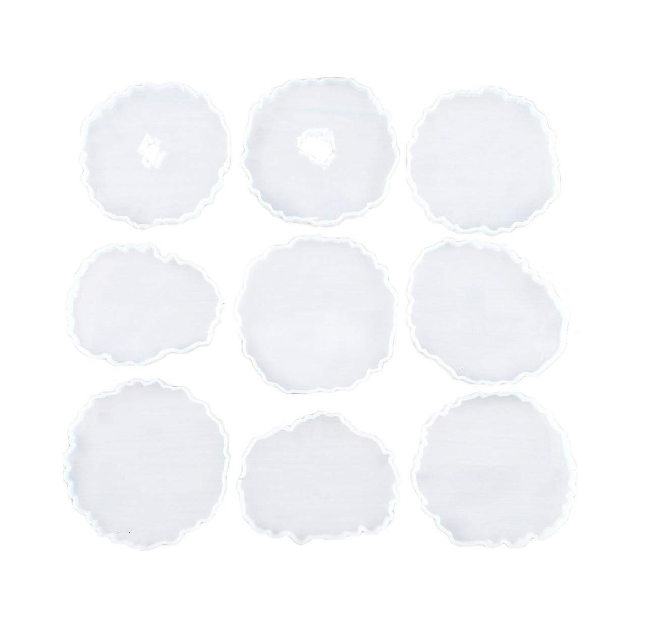 Yalulu 9 Pack Silicone Resin Coaster Molds - Irregular Agate Coaster Molds for Epoxy Resin Casting, DIY Geode Resin Art - Perfect for Home Decor, Gifts & Craft Projects