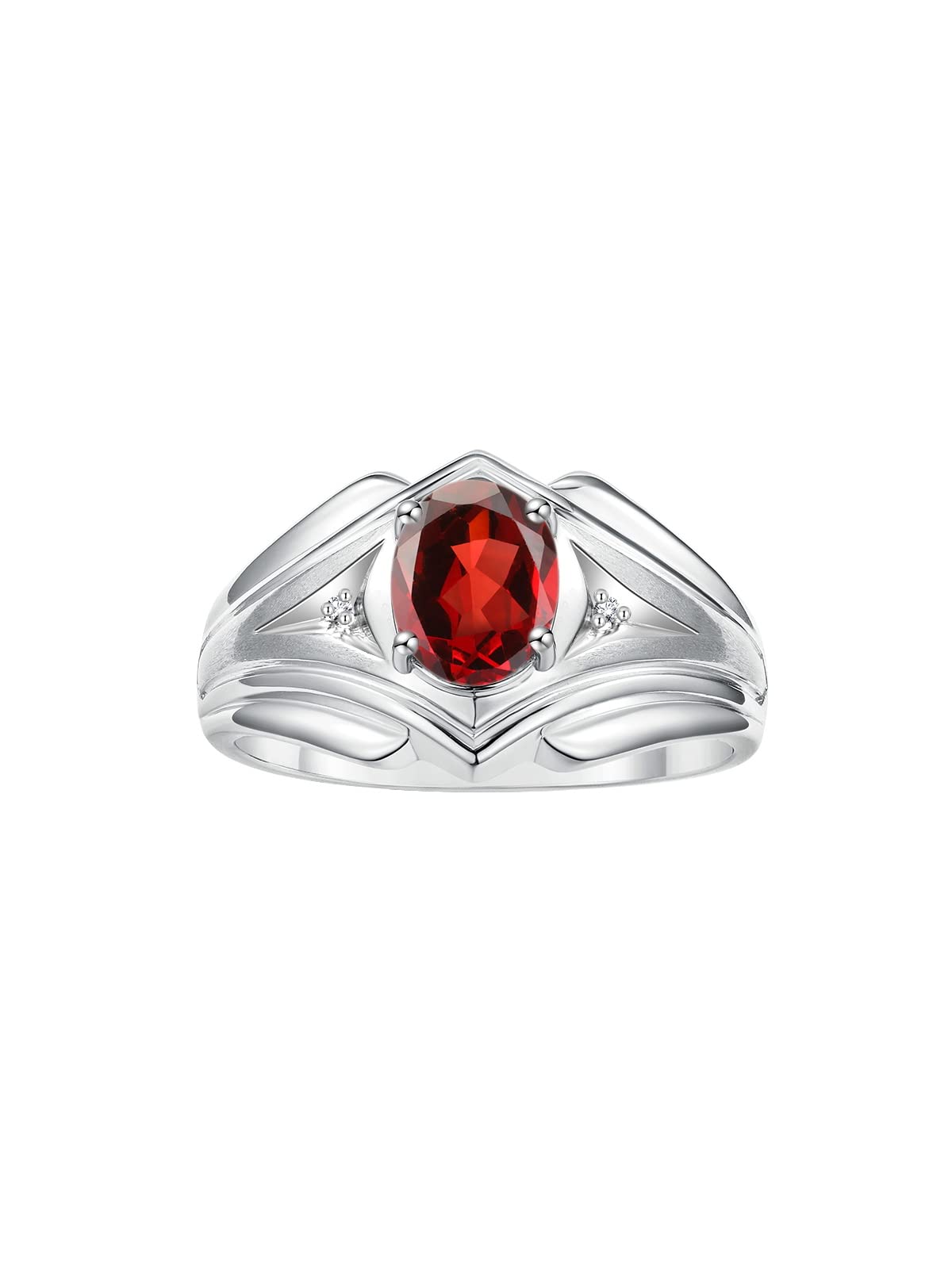 Rylos Men's Sterling Silver 9x7mm Oval Gemstone & Diamond Ring - Classic Designer Style, Birthstone Rings for Men (Sizes 8-13) - Perfect for Weddings, Anniversaries, Gifts & Everyday Wear