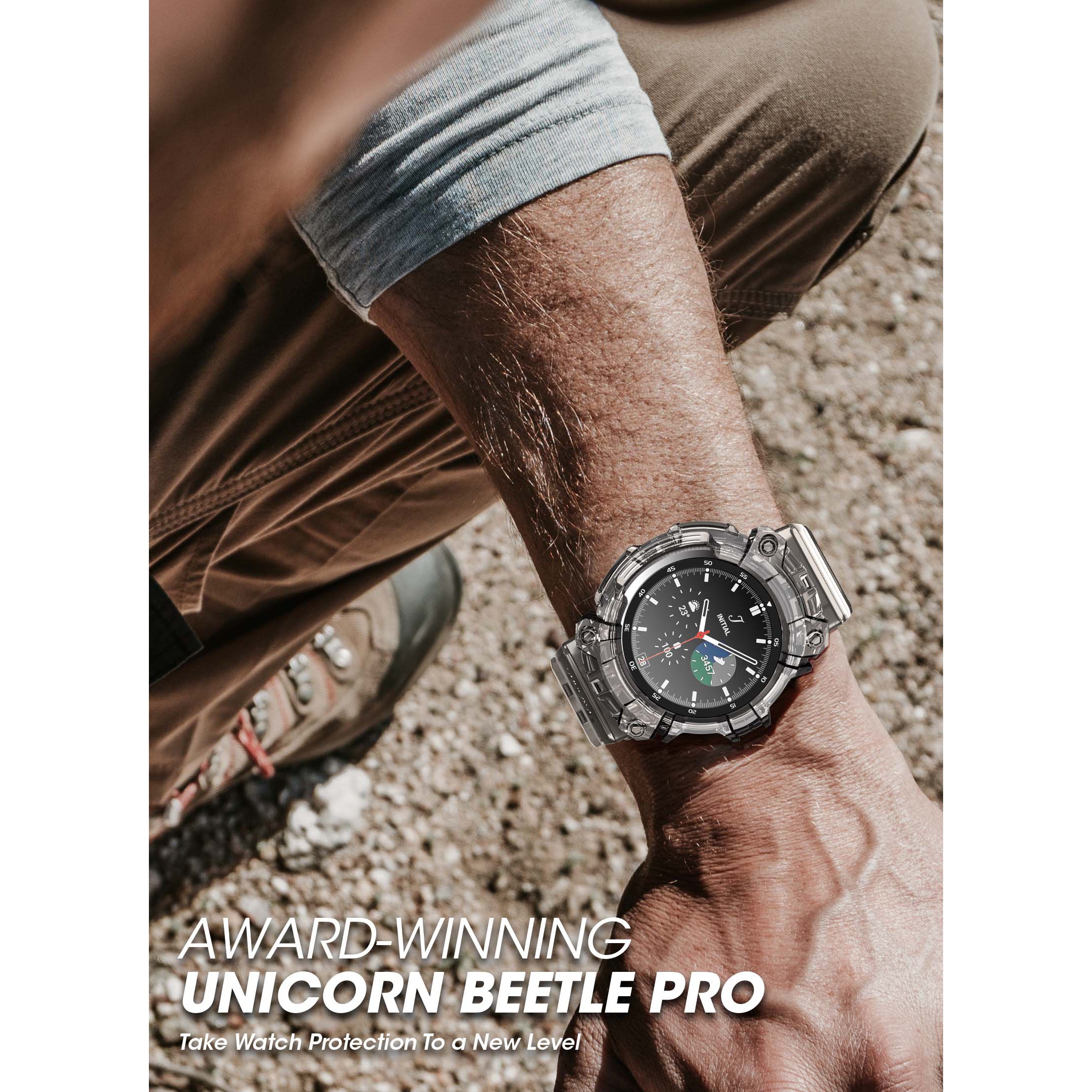 Samsung Galaxy Watch 4 46mm Unicorn Beetle Pro Clear Protective Case with Wristband - Durable Smartwatch Cover for Running, Swimming & Outdoor Activities