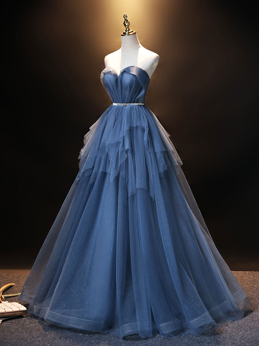 Elegant Royal Blue Sweetheart Neckline Tulle Long Prom Dress for Women - Perfect for Evening Gala, Homecoming Dance & Formal Events