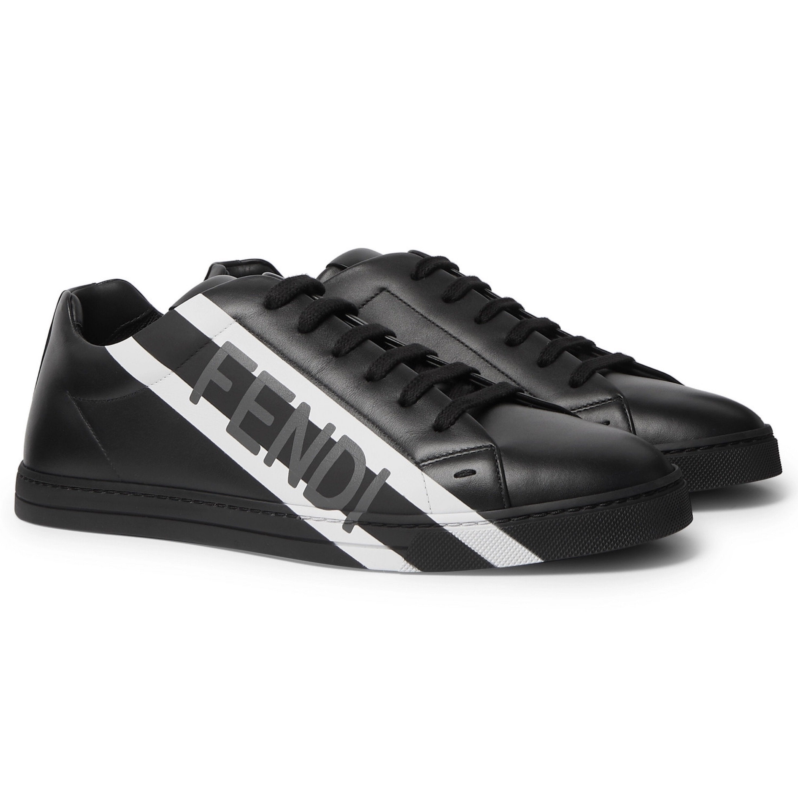 Fendi Black Leather Logo Sneakers for Women - Luxury Designer Fashion Sneakers with Signature FF Logo - Perfect for Casual Outfits, Street Style & Everyday Wear