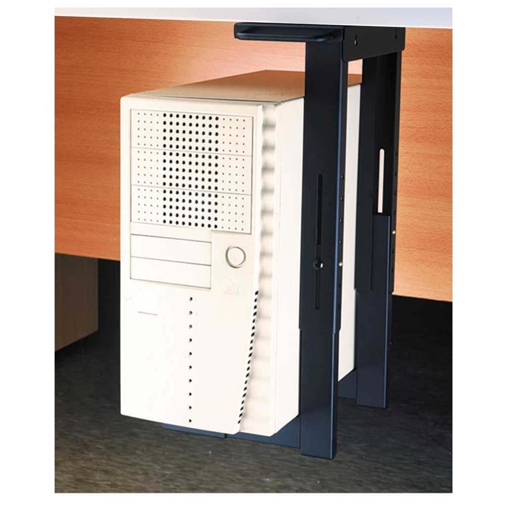LINDY 40283 Under Desk PC Holder - Black | Space-Saving Computer Mount | Perfect for Home Office & Gaming Setup