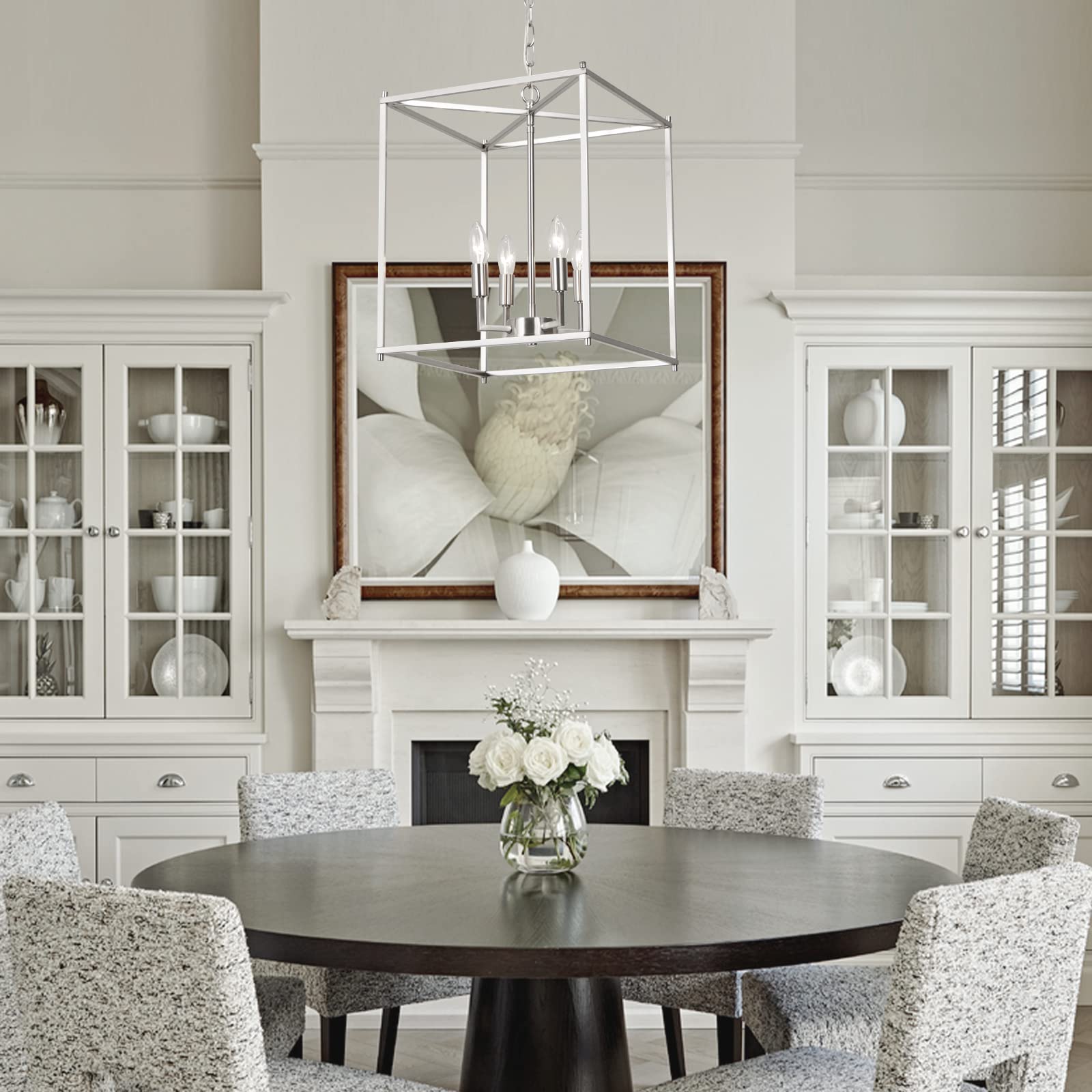4-Light Brushed Nickel Chandelier - Adjustable Height 12.6