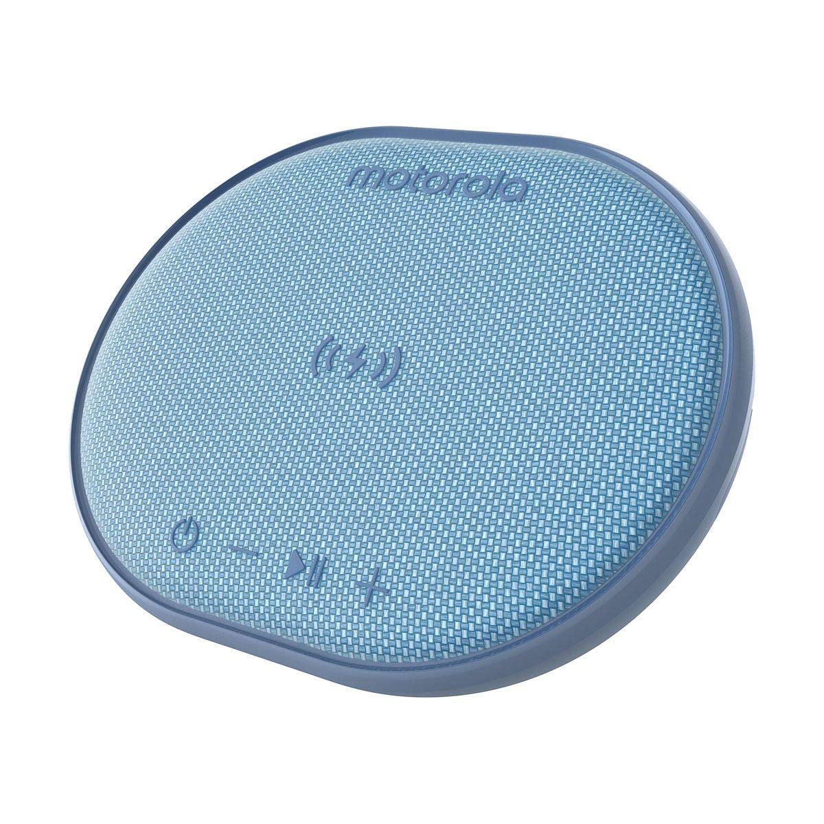 Motorola Sonic Sub 500 IPX7 Waterproof Bluetooth Speaker with 10W Fast Wireless Charger - Portable Wireless Speaker for Pool, Beach, Shower & Outdoor Activities - Blue