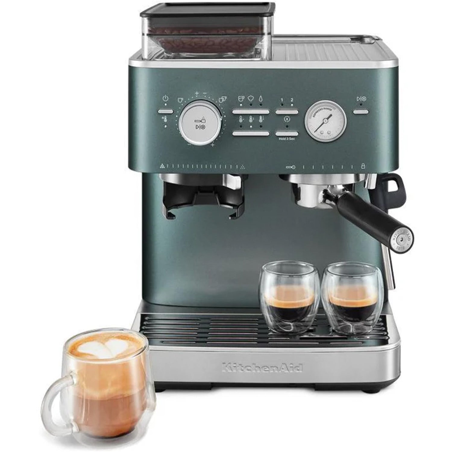 KitchenAid KES6551JP Semi-Automatic Espresso Machine in Juniper Green - Perfect for Home Baristas & Coffee Lovers - Ideal for Kitchens, Offices, and Coffee Shops
