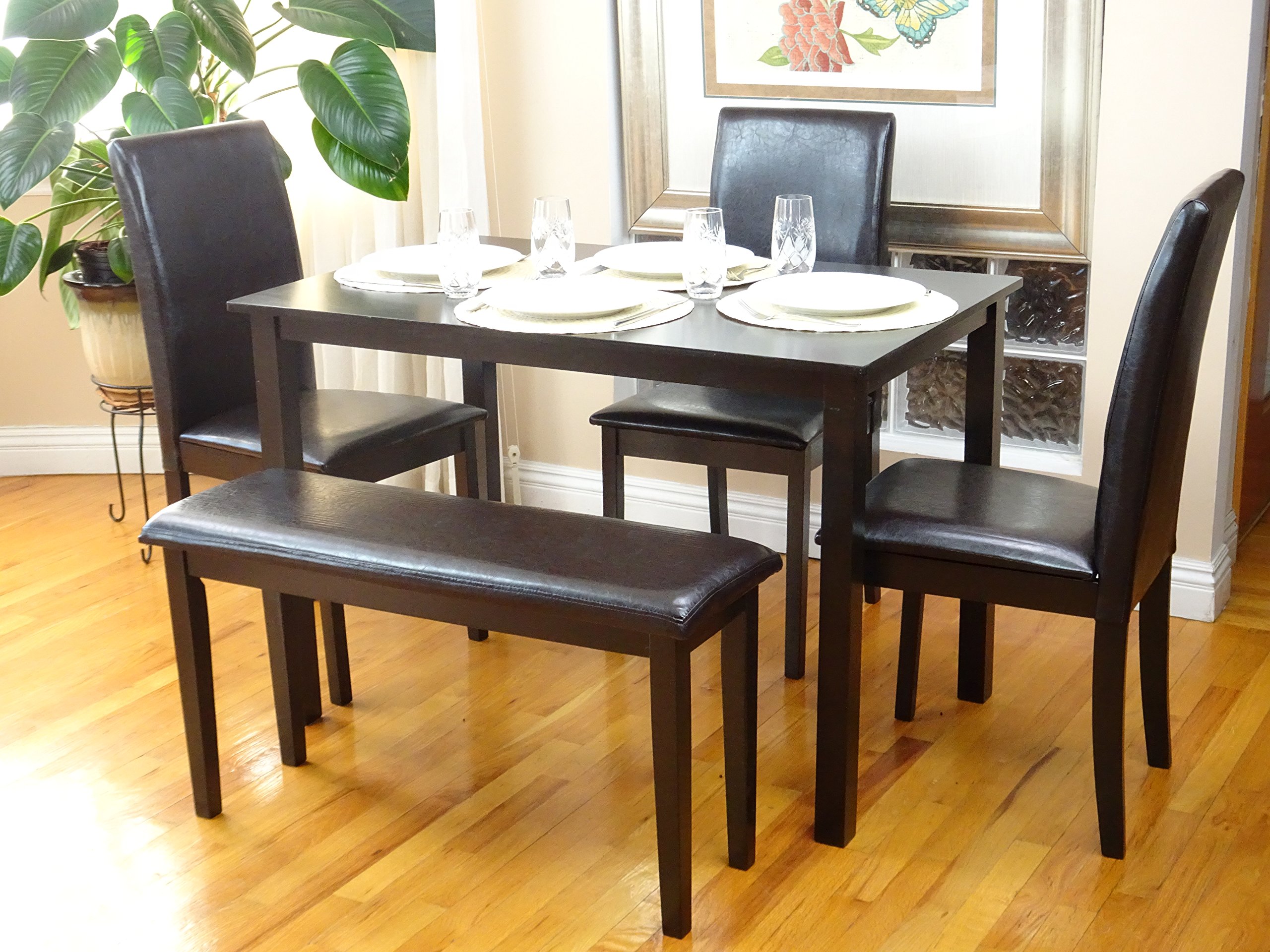 Modern Espresso Finish Rectangular Wooden Dining Table - Contemporary Kitchen Table for Small Spaces, Breakfast Nook & Family Gatherings