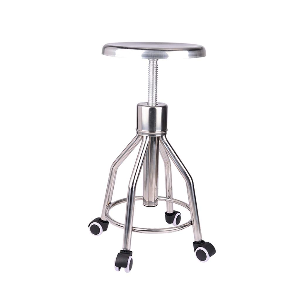 NUBAO 304 Heavy-Duty Stainless Steel Medical Lifting Stool - Adjustable Height 50-70cm Rotating Task Chair for Laboratory, School, Factory & Workshop (Pulley Section) | Ideal for Healthcare, Industrial Work & Educational Settings