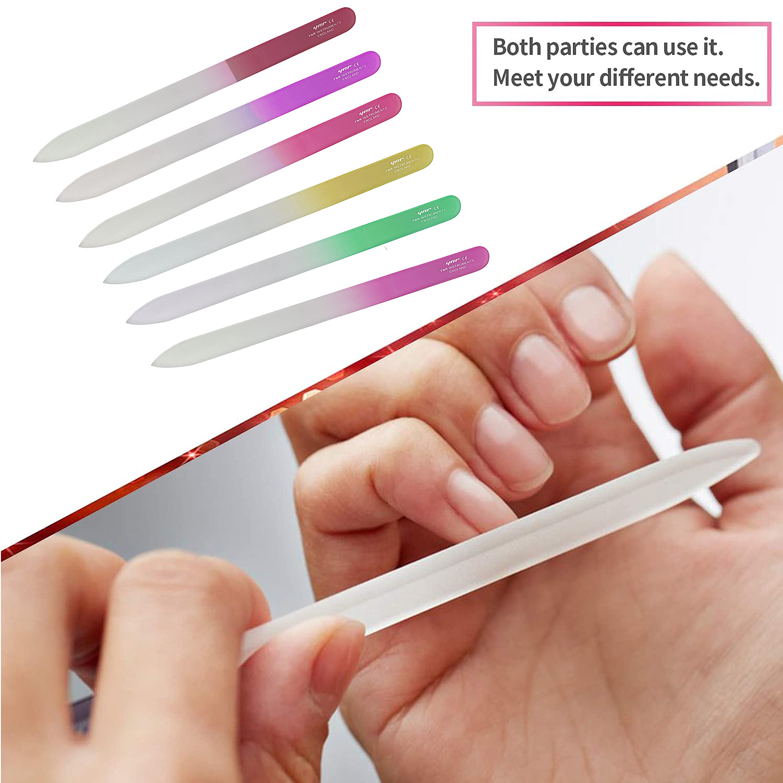 Premium YNR Glass Nail File Set - Professional Manicure & Pedicure Kit for Strong, Smooth Nails - Perfect for Home Salon, Travel & Gift Giving