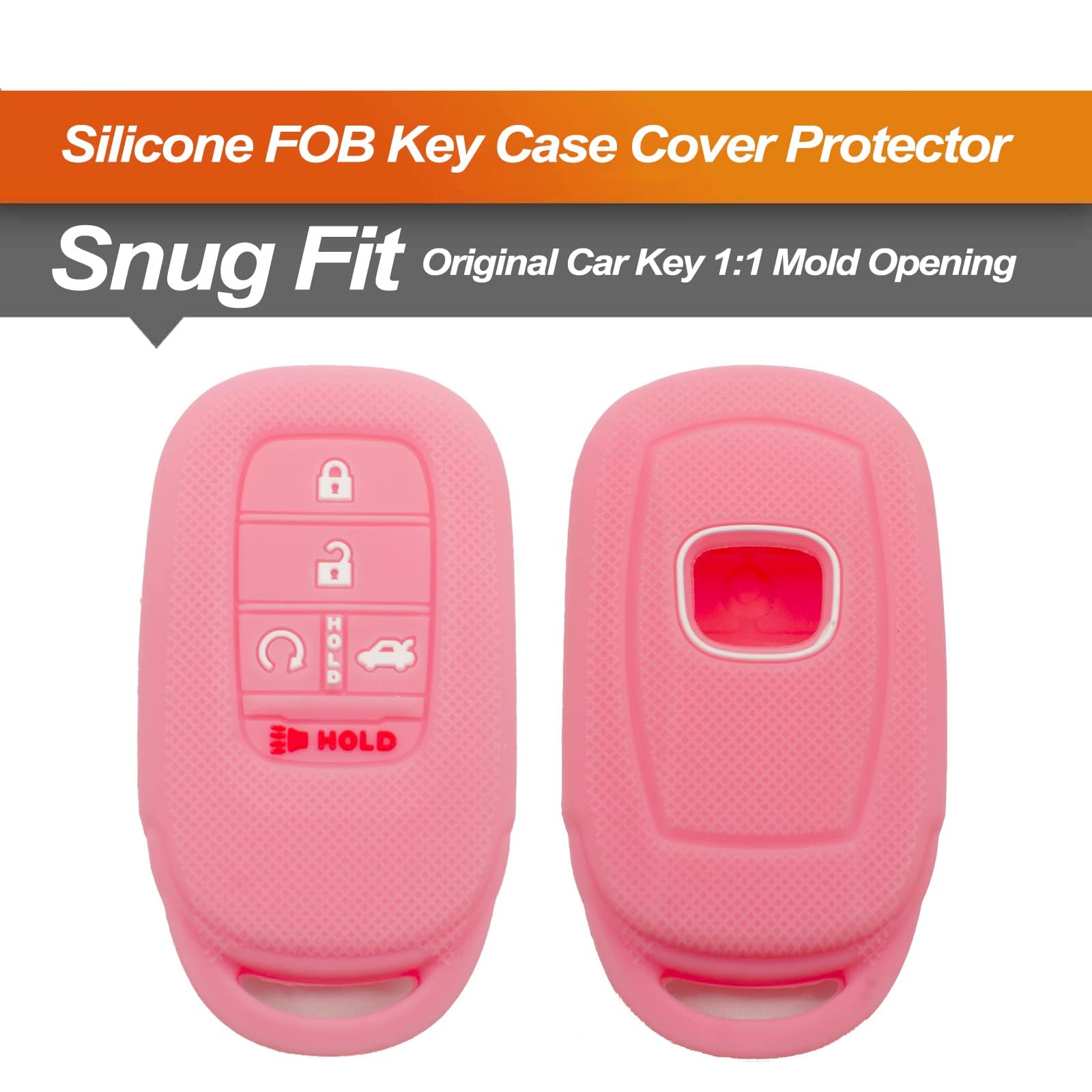 Premium Silicone Key Fob Cover for Honda Accord Civic CR-V HR-V Pilot (5 Buttons) - Durable Remote Key Protector Case in Black & Pink | Car Accessories for Protection & Style | Perfect for Daily Use, Commuting & Travel