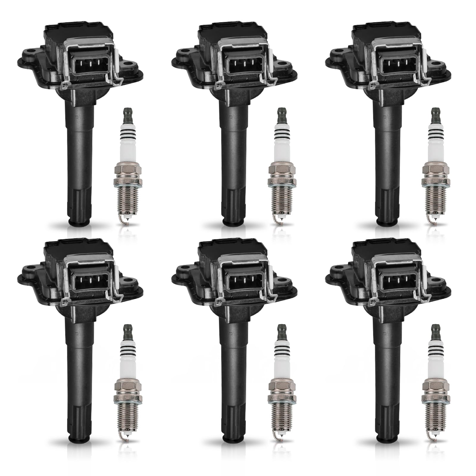 ENA 6-Piece Ignition Coil Pack & Platinum Spark Plug Set - Compatible with Audi Volkswagen 1997-2005 A4 A6 A8 Quattro 1.8L 2.7L, Golf - Replacement for UF290 - High Performance Engine Parts for Smoother Acceleration & Fuel Efficiency