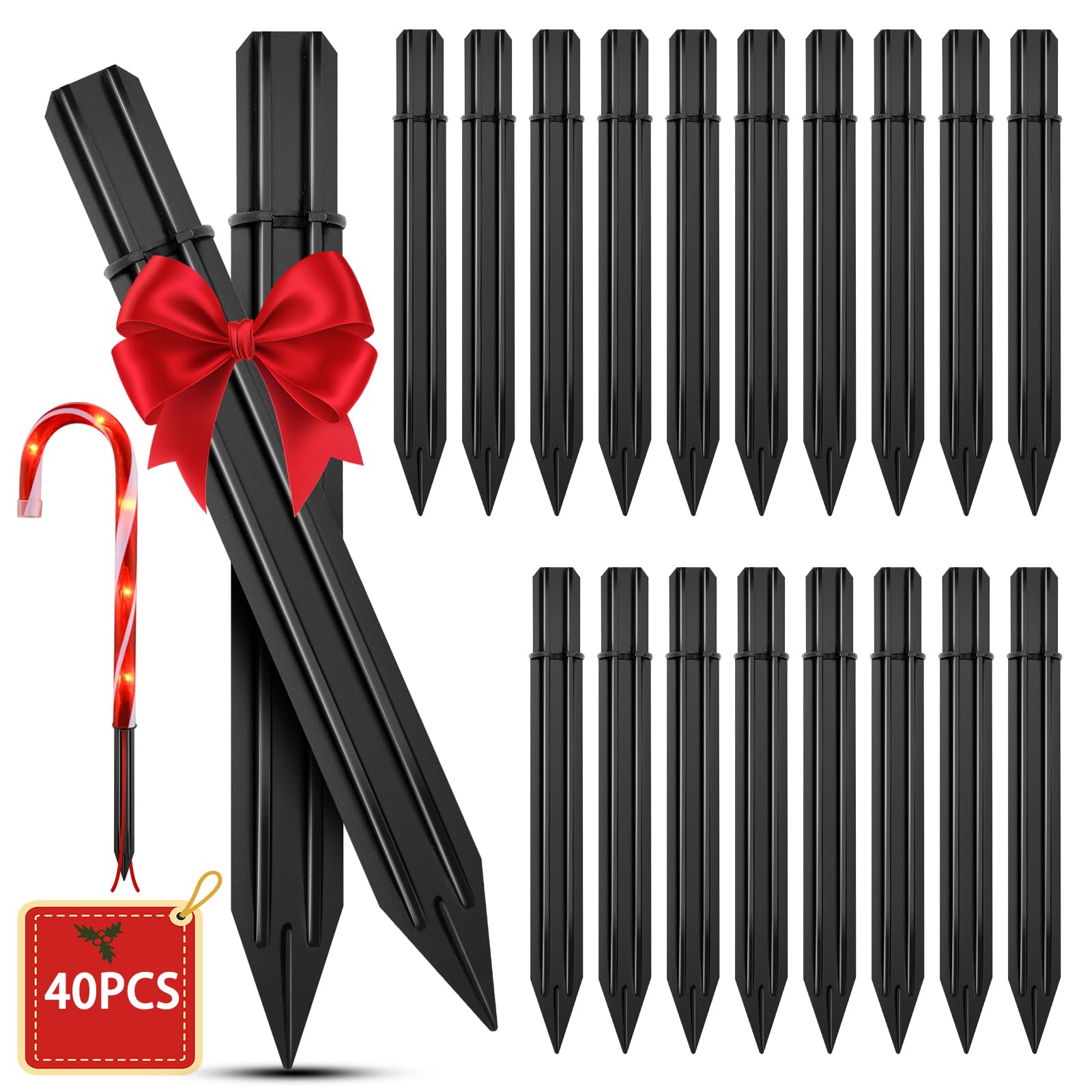 40-Pack Christmas Candy Cane Light Replacement Stakes - 0.6