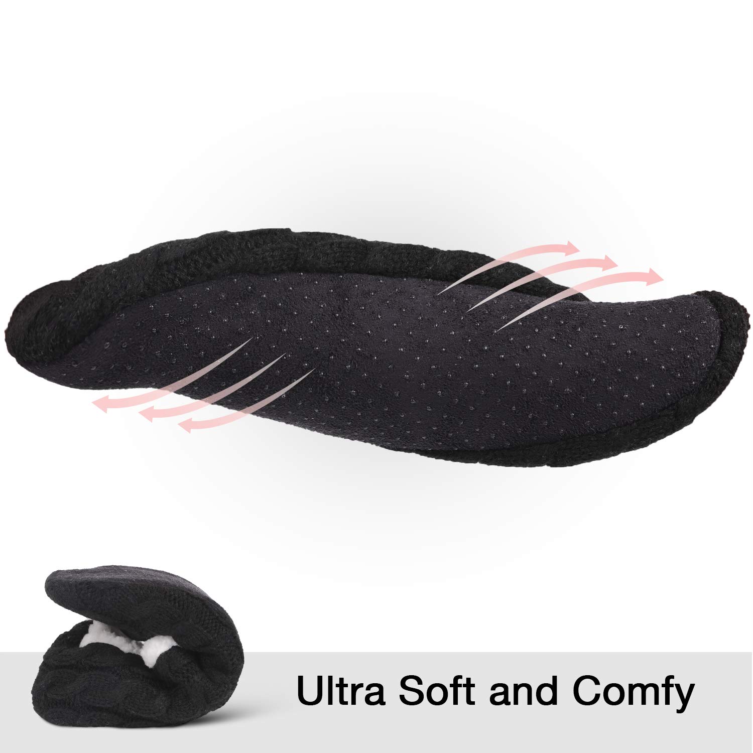 MERRIMAC Women's Cozy Fuzzy Cable Knit Non-Slip Slipper Socks with Grippers - Warm House Shoes for Winter, Lounge & Home Comfort