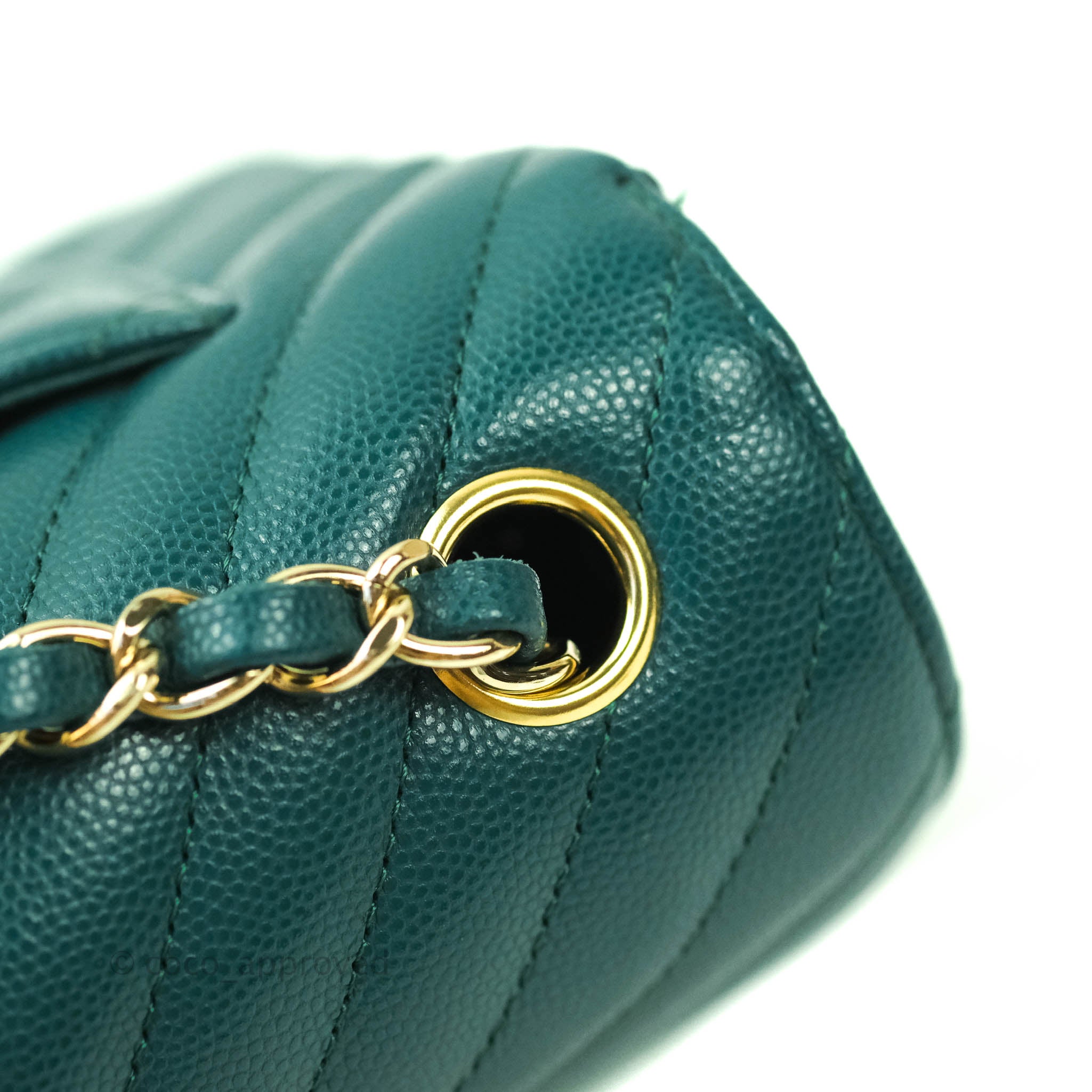 Chanel Chevron Mini Rectangular Caviar Leather Flap Bag - Dark Green with Gold Hardware | Luxury Crossbody Purse for Women, Perfect for Evening Events & Date Nights