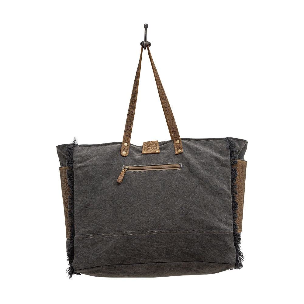 Myra Bag Western Leather Weekender Bag for Women - Cotton & Upcycled Canvas Boho Shoulder Bag Asher | Perfect for Travel, Work & Casual Outings