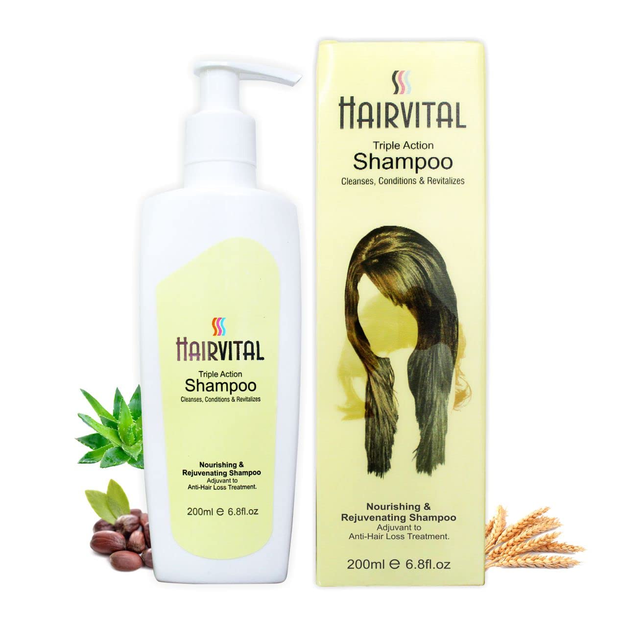 Hairvital Shampoo and Conditioner Set with Natural Aloe Vera, Jojoba Oil & Vitamin E - Hydrating Treatment for Dry, Frizzy Hair - Promotes Hair Growth - 200ml - Perfect for Daily Hair Care & Salon-Quality Results at Home