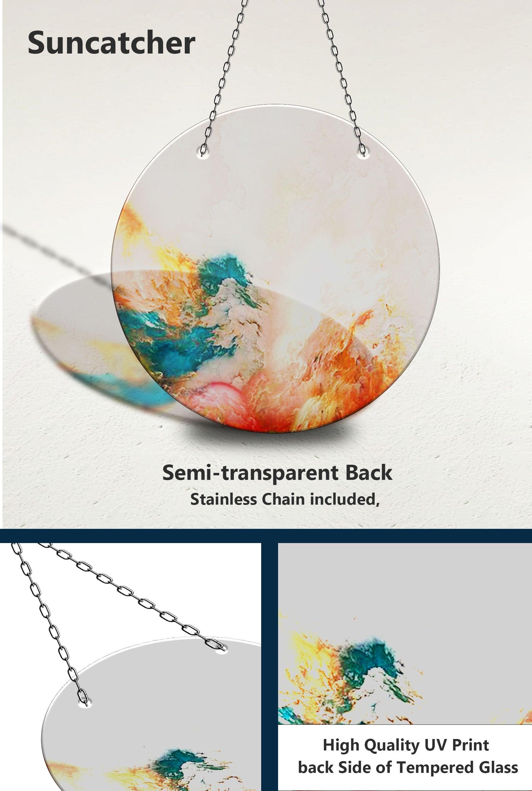 Vibrant Alcohol Ink Suncatcher - Handmade Window Art Decor for Home, Office & Gifts - Stained Glass Effect Sun Catchers for Windows, Gifts & DIY Crafts
