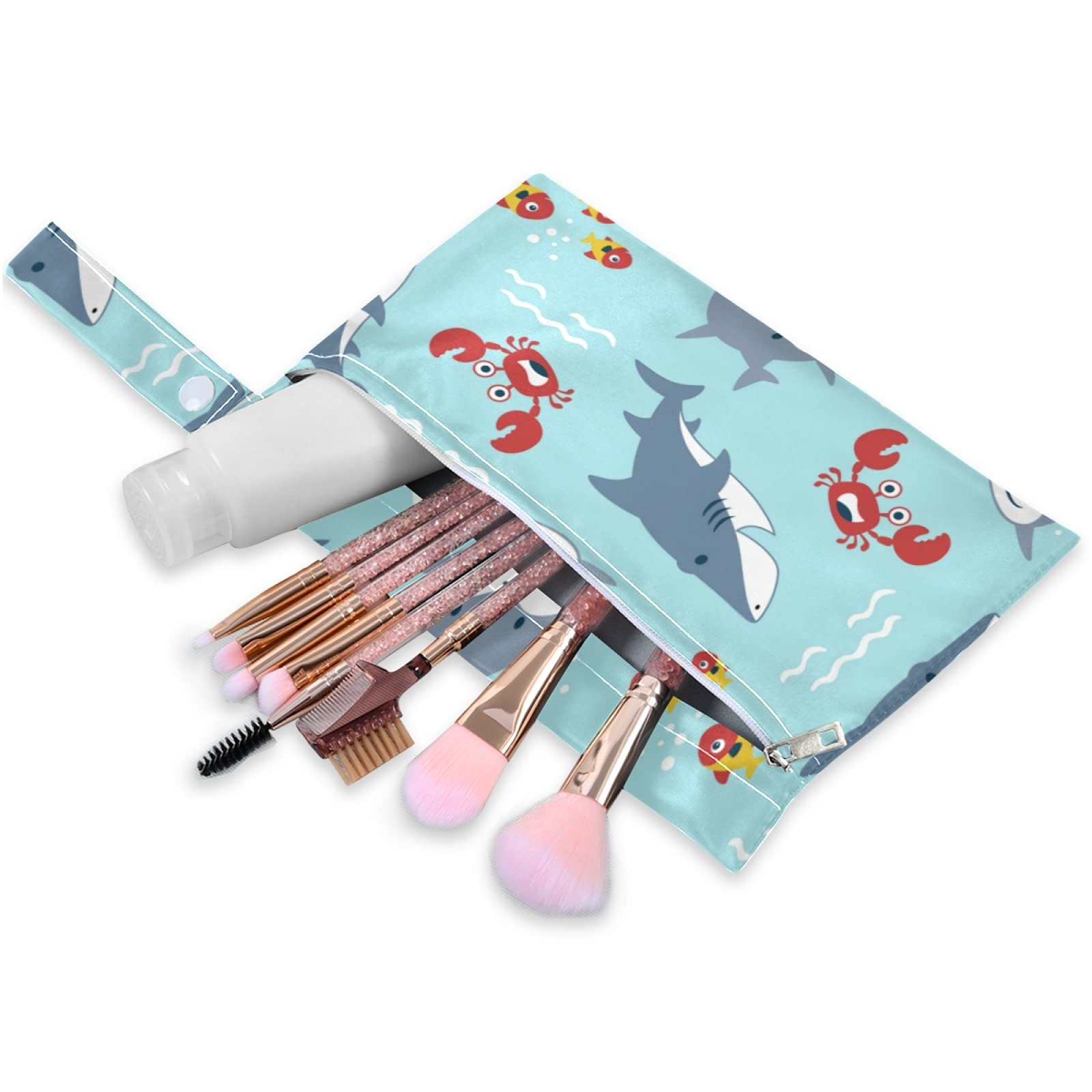 Cartoon Big Fish and Shark Wet Dry Bag 2-Pack - Waterproof Reusable Diaper Storage & Travel Bag with Dual Zippers for Beach, Swimming, Summer Camp - Perfect for Pool Days, Baby Essentials & Outdoor Adventures