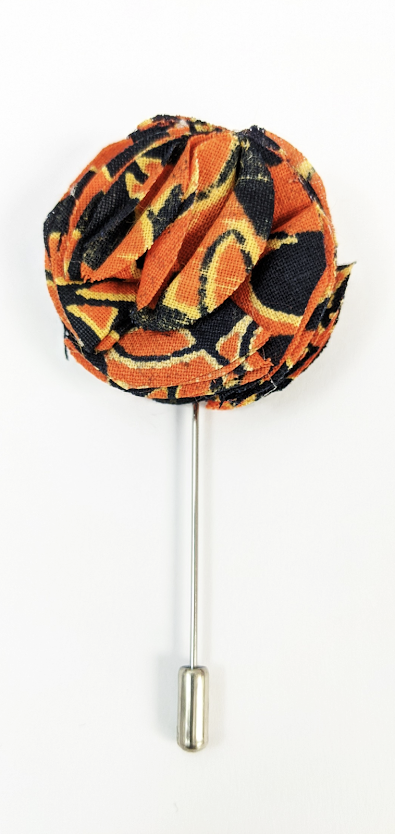African Print Leaf Lapel Pin DP3844LP - Stylish Brooch for Suits, Blazers, Hats & Fashion Accessories