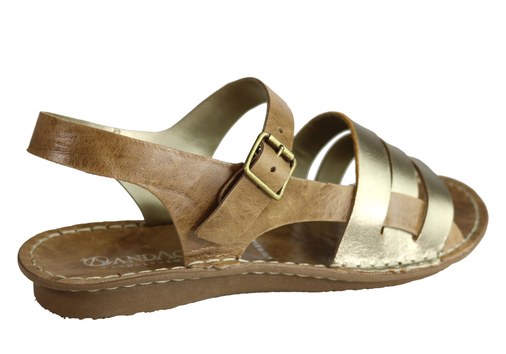 Andacco Aprili Women's Comfortable Flat Leather Sandals - Handmade in Brazil - Perfect for Beach, Vacation & Summer Outfits