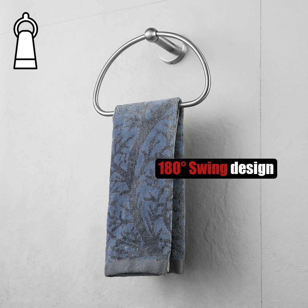 Stainless Steel Towel Ring Holder - 7 Inch Brushed Nickel Wall Mounted Bathroom Accessory (TR160-BN) - Perfect for Bathrooms, Powder Rooms & Spa Areas