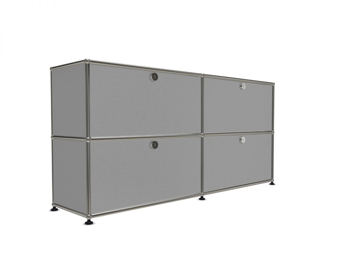 Haller Low Sideboard 4 Doors - Modern Storage Cabinet for Living Room, Bedroom & Entryway - Solid Wood TV Stand with Ample Storage Space - Perfect for Organizing Home Décor, Books & Electronics