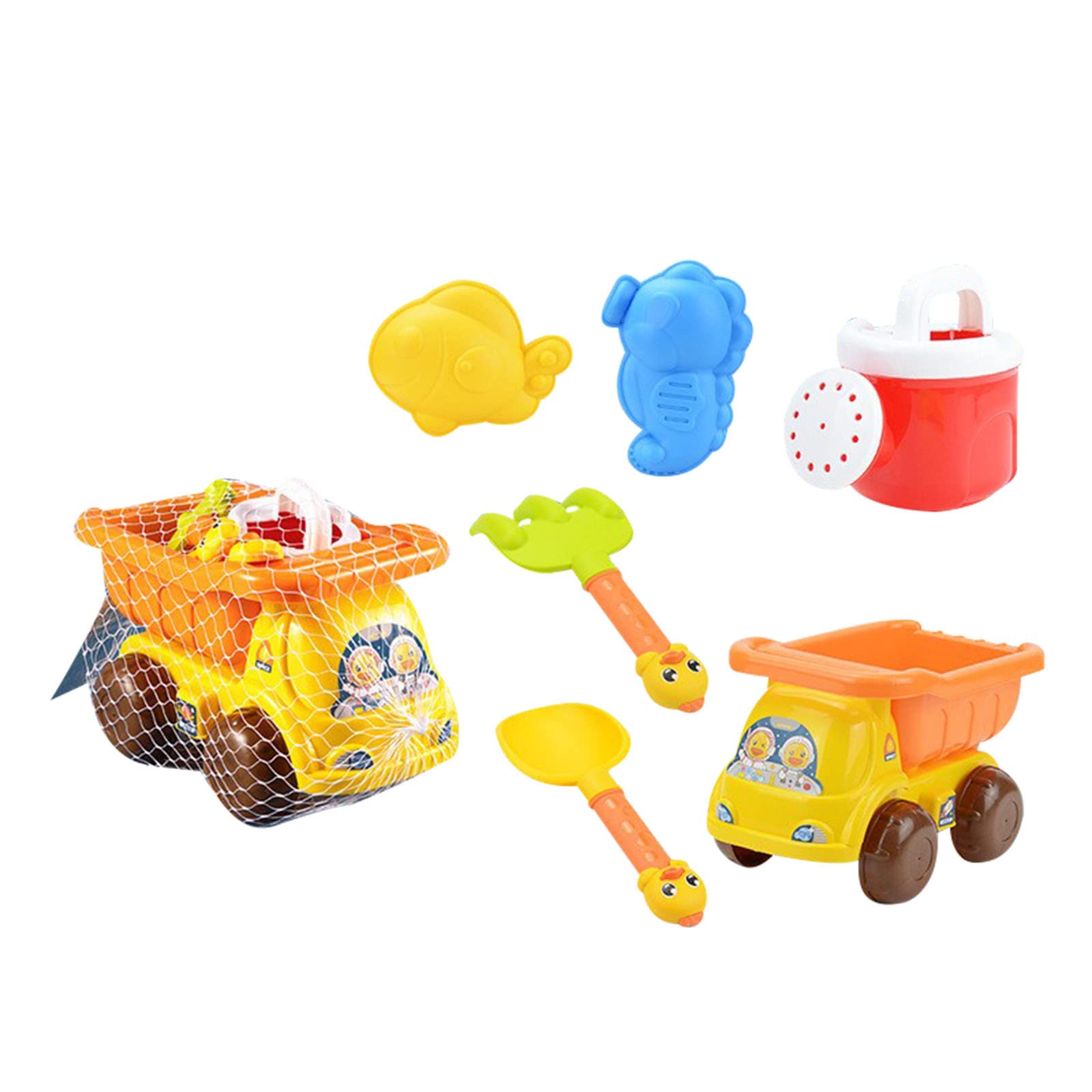 VANLOFE 5/6/7Pcs Kids Beach Toys Set - Sand Castle Building Kit with Dump Truck, Bucket, Shovels, Rake & Molds | Fun Outdoor Sand Play for Boys & Girls | Perfect for Beach Vacations, Backyard Play & Summer Activities (6pcs)