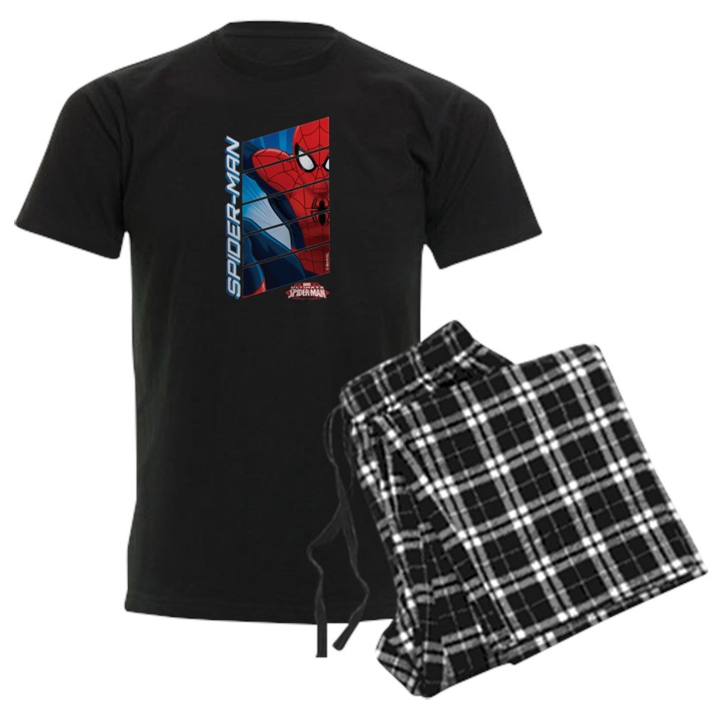 Spiderman Stack Men's Dark Pajama Set - Superhero Sleepwear for Marvel Fans | Comfortable & Soft Lounge Pajamas for Movie Nights & Sleepovers
