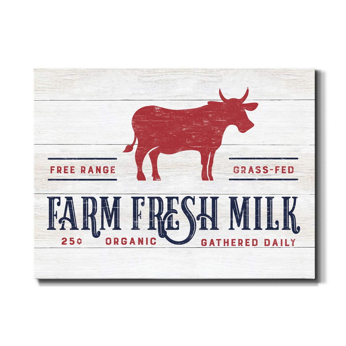 Farm Fresh Milk Canvas Wall Art - Modern Contemporary Rustic Romantic Industrial Wall Décor - Ready to Hang 32x48 Inches - Perfect for Living Room, Bedroom & Office Decor