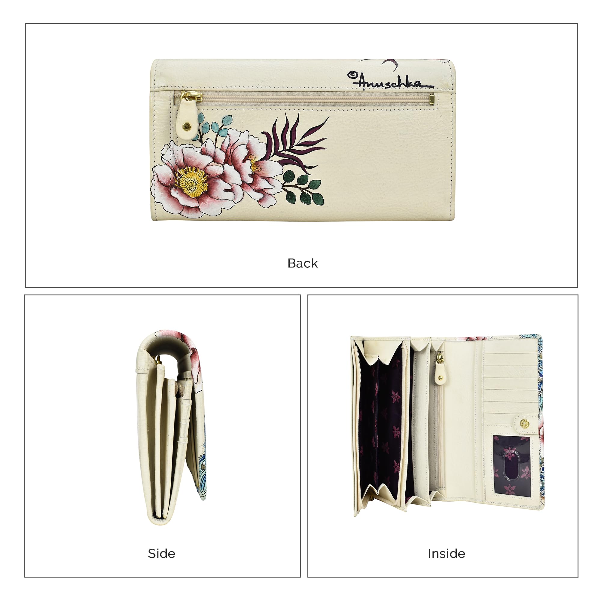Anuschka Women's Hand-Painted Genuine Leather RFID Blocking Accordion Flap Wallet - Stylish & Secure for Travel, Shopping & Everyday Use