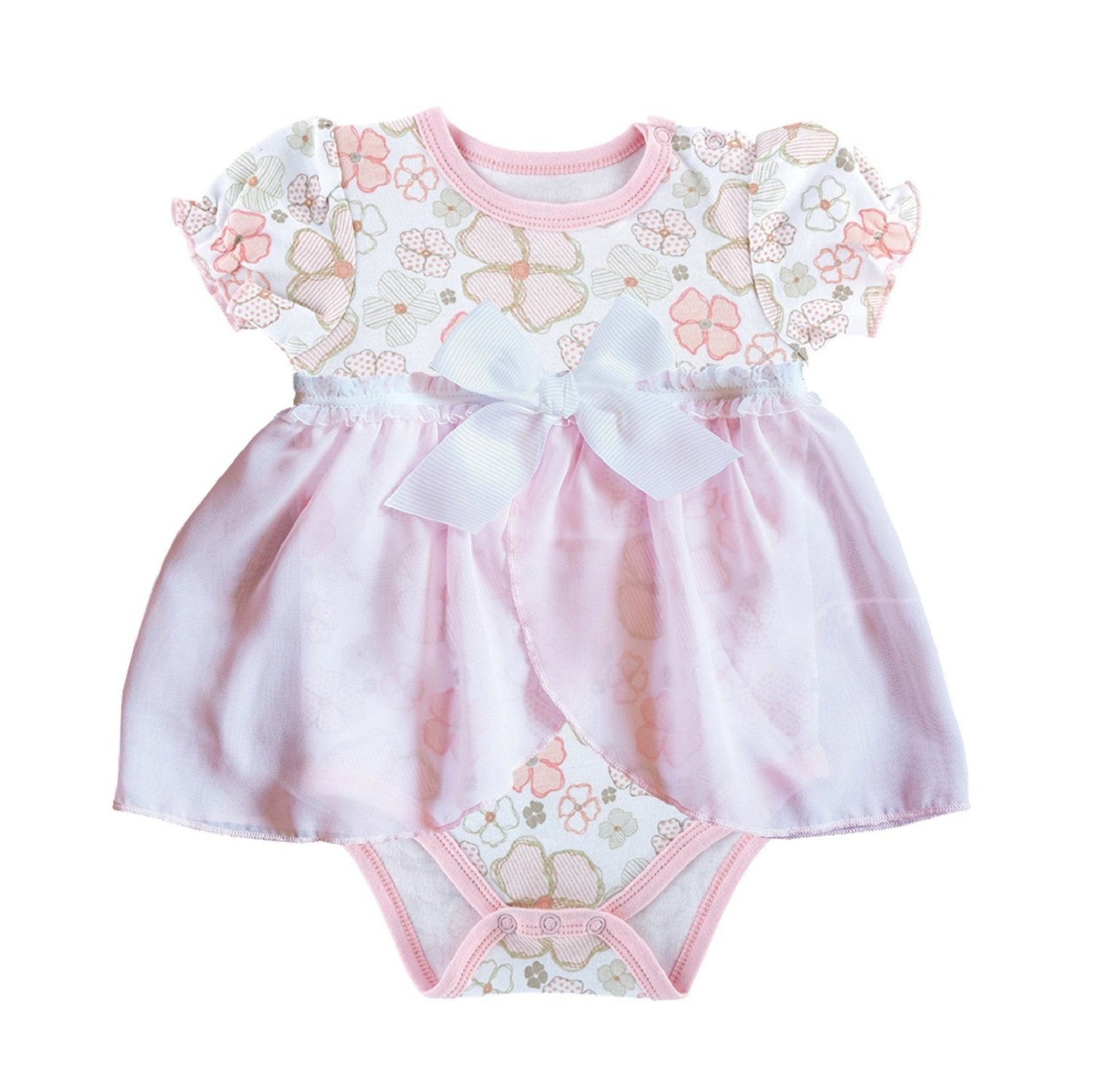 Stephan Baby Playful Posies Pink and Gray Floral Snap Dress Style Diaper Cover for 3-6 Months | Soft Cotton Baby Bloomers for Girls | Perfect for Photo Shoots, Birthday Parties & Everyday Outfits