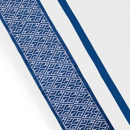 13 - Navy Blue Embroidered White Sheet