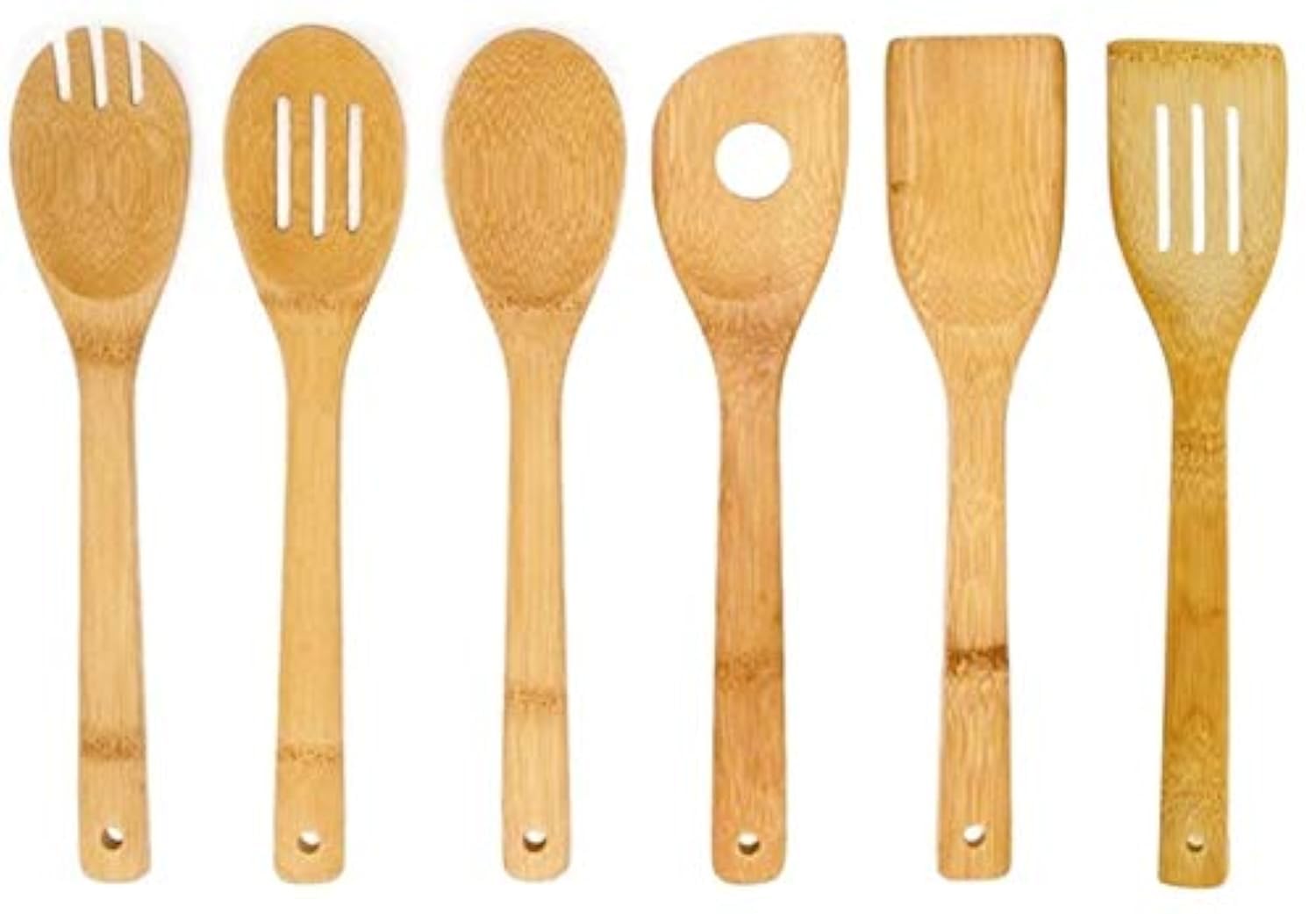 Premium 6-Piece Bamboo Kitchen Utensil Set - Eco-Friendly Cooking Tools for Stirring, Serving & Baking - Perfect for Home Chefs & Sustainable Kitchens