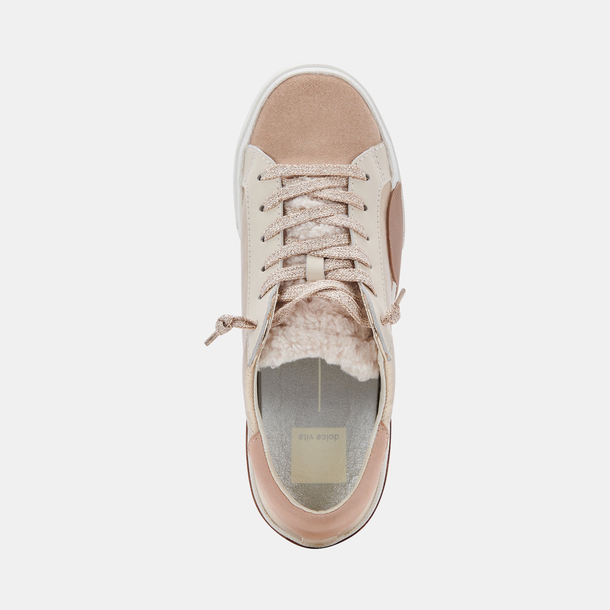 ZINA Plush Sneakers for Women - Gold Leather Comfortable Walking Shoes - Perfect for Casual Wear, Gym & Travel