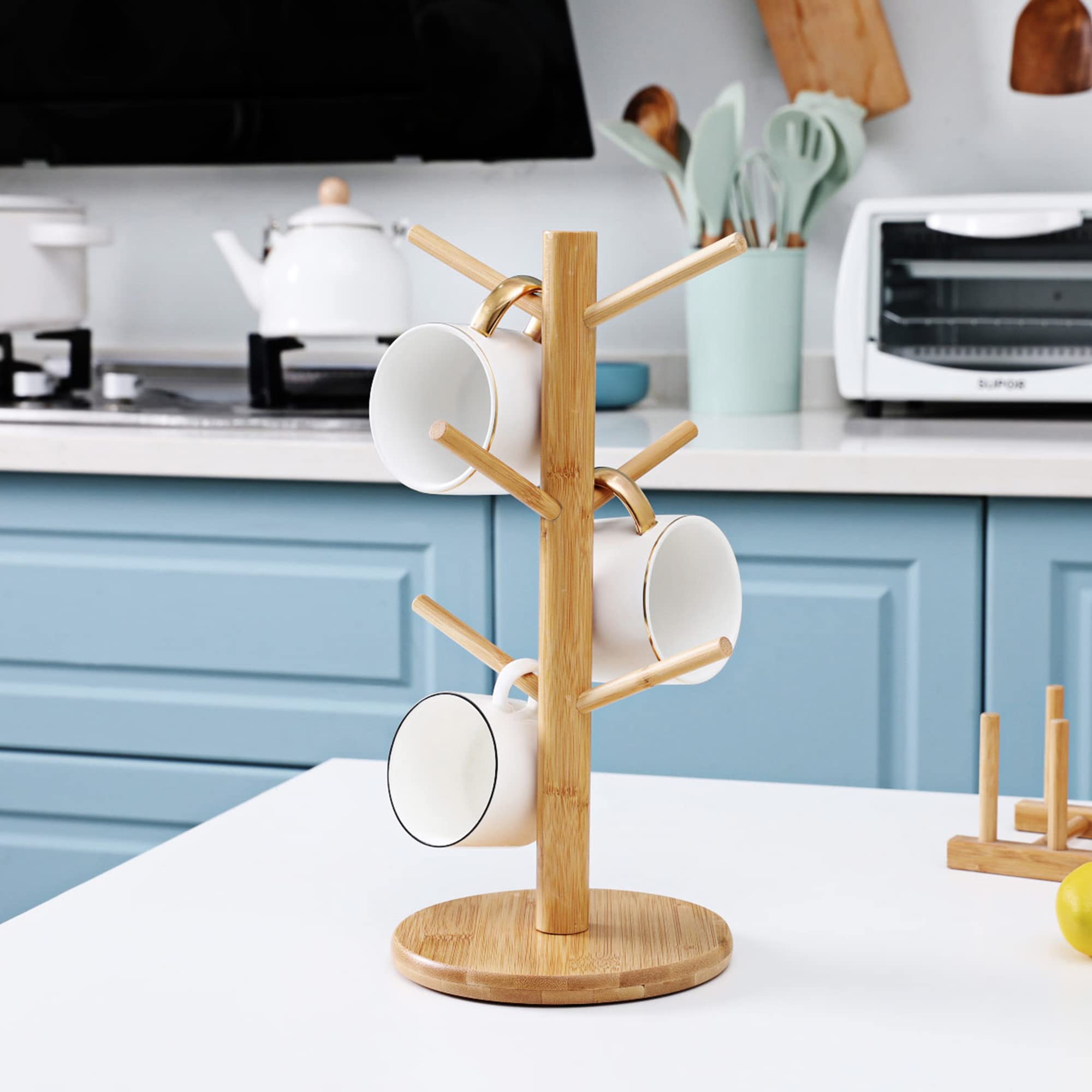 MyLifeUNIT Mug Holder Tree - 6 Hook Coffee Cup Organizer for Kitchen, Office, or Dorm (Yellow) | Space-Saving Storage Solution for Mugs, Cups & More