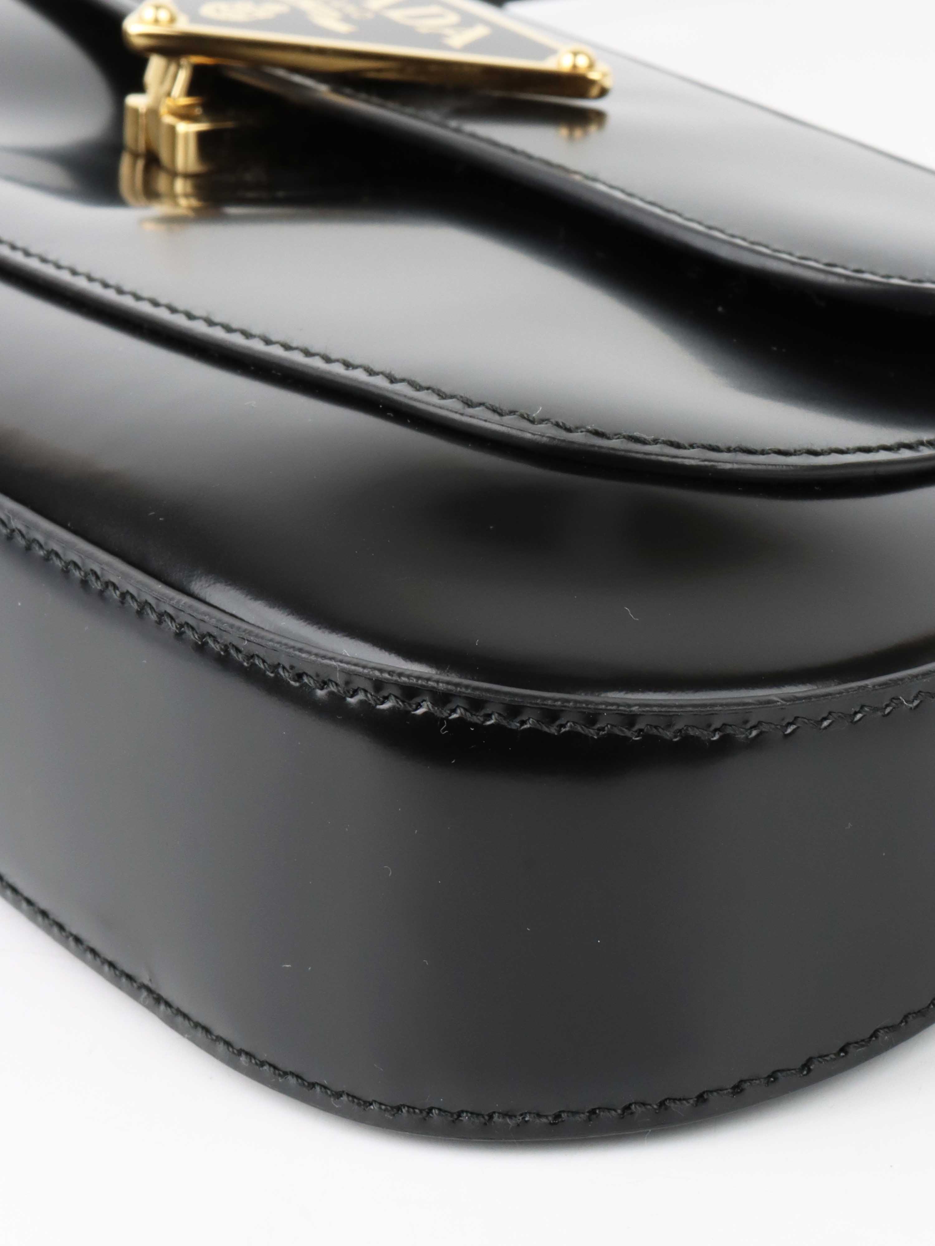 Prada Black Leather Shoulder Bag for Women - Luxury Designer Handbag Purse for Work, Travel & Everyday Use