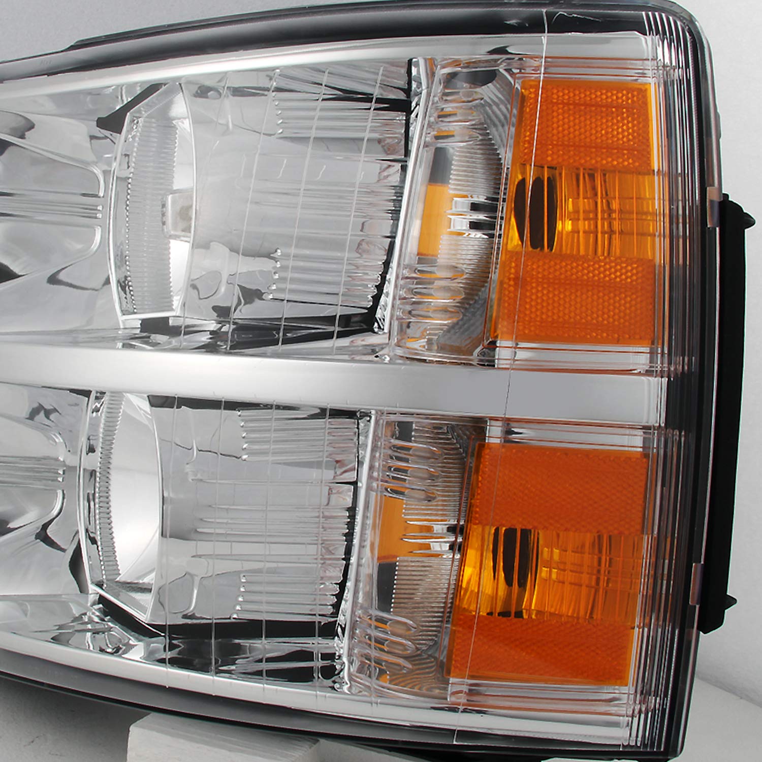 AKKON Replacement Chrome Bezel Headlights for Chevy Silverado - Driver & Passenger Side Headlamps Pair (Perfect for Night Driving & Off-Road Adventures)