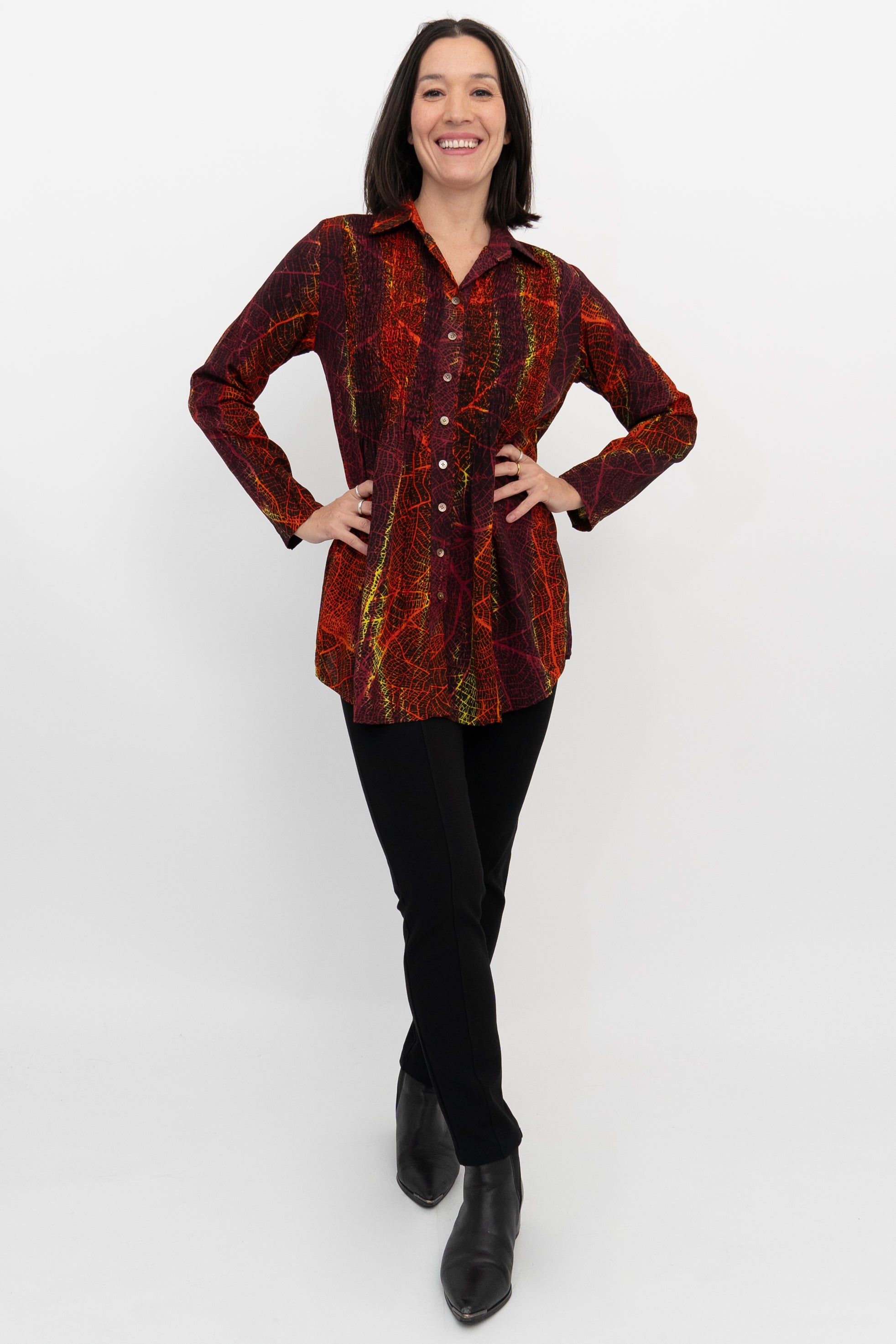 Cindy Long Sleeve Blouse with Multi Mesh Design - Stylish Women's Top for Casual Wear, Office & Evening Outfits