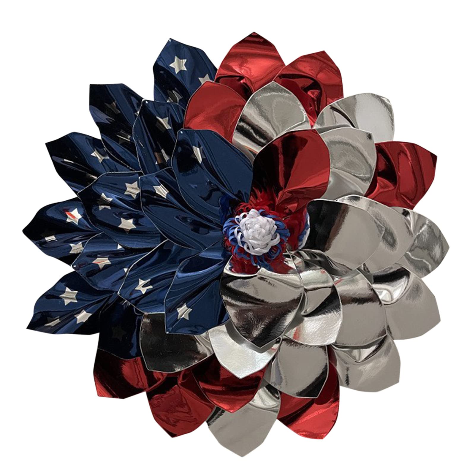 4th of July Patriotic Wreath - Red Memorial Day Independence Day Front Door Decor | Naladoo American Flag Wreath for Home, Office & Desktop | Vintage Retro Style Holiday Decoration for Front Porch, Wall & Seasonal Celebrations