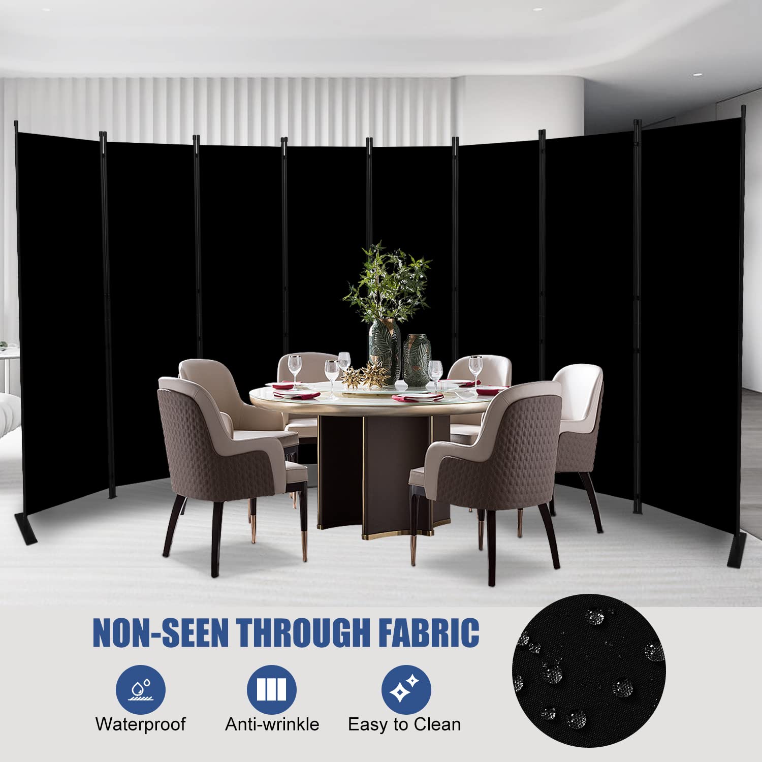 8 Panel Room Divider & Folding Privacy Screen - Freestanding Fabric Partition for Office, Bedroom, Studio & Dorm | Perfect for Creating Private Spaces, Home Decor & Room Separation