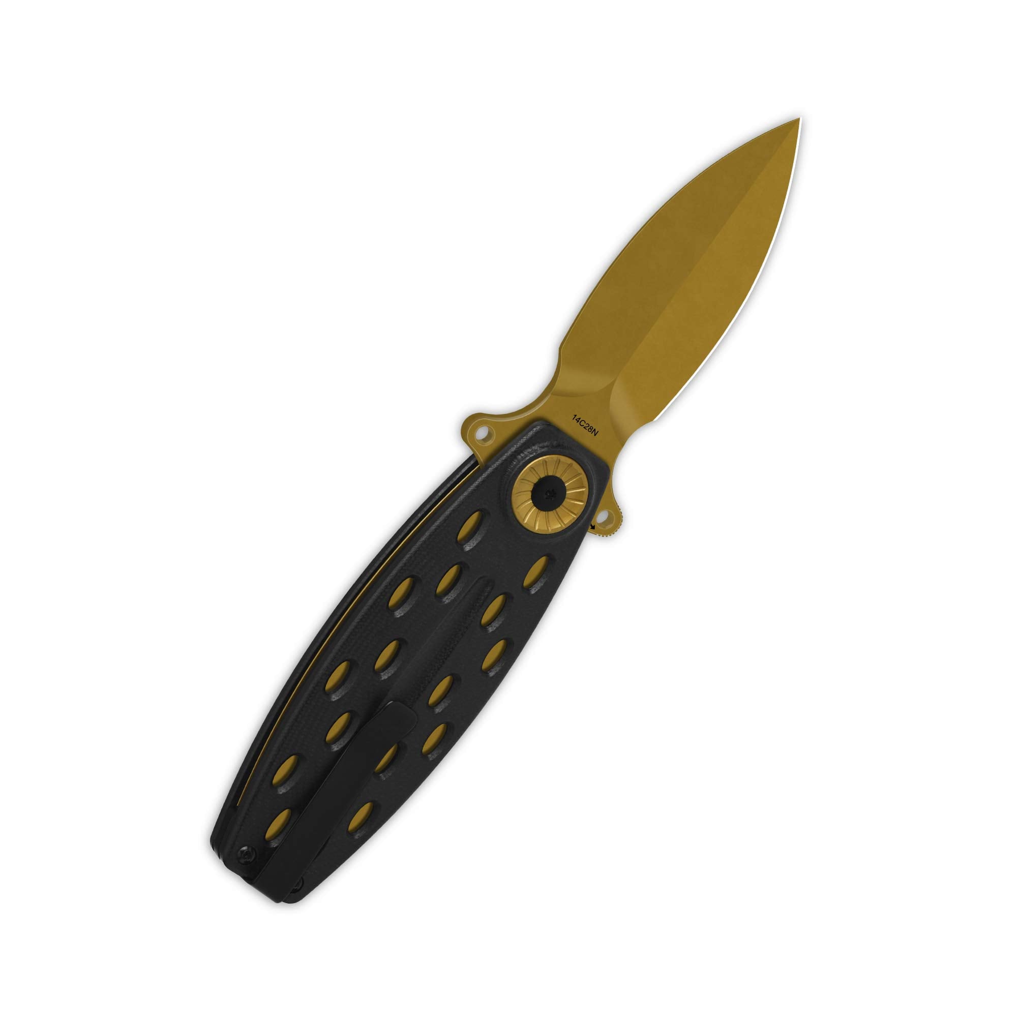 QSP Beetle Liner Lock Pocket Knife - 14C28N Stainless Steel Blade with G10 Handle & Bronze Accents - EDC, Camping, Hiking, Outdoor Survival Tool