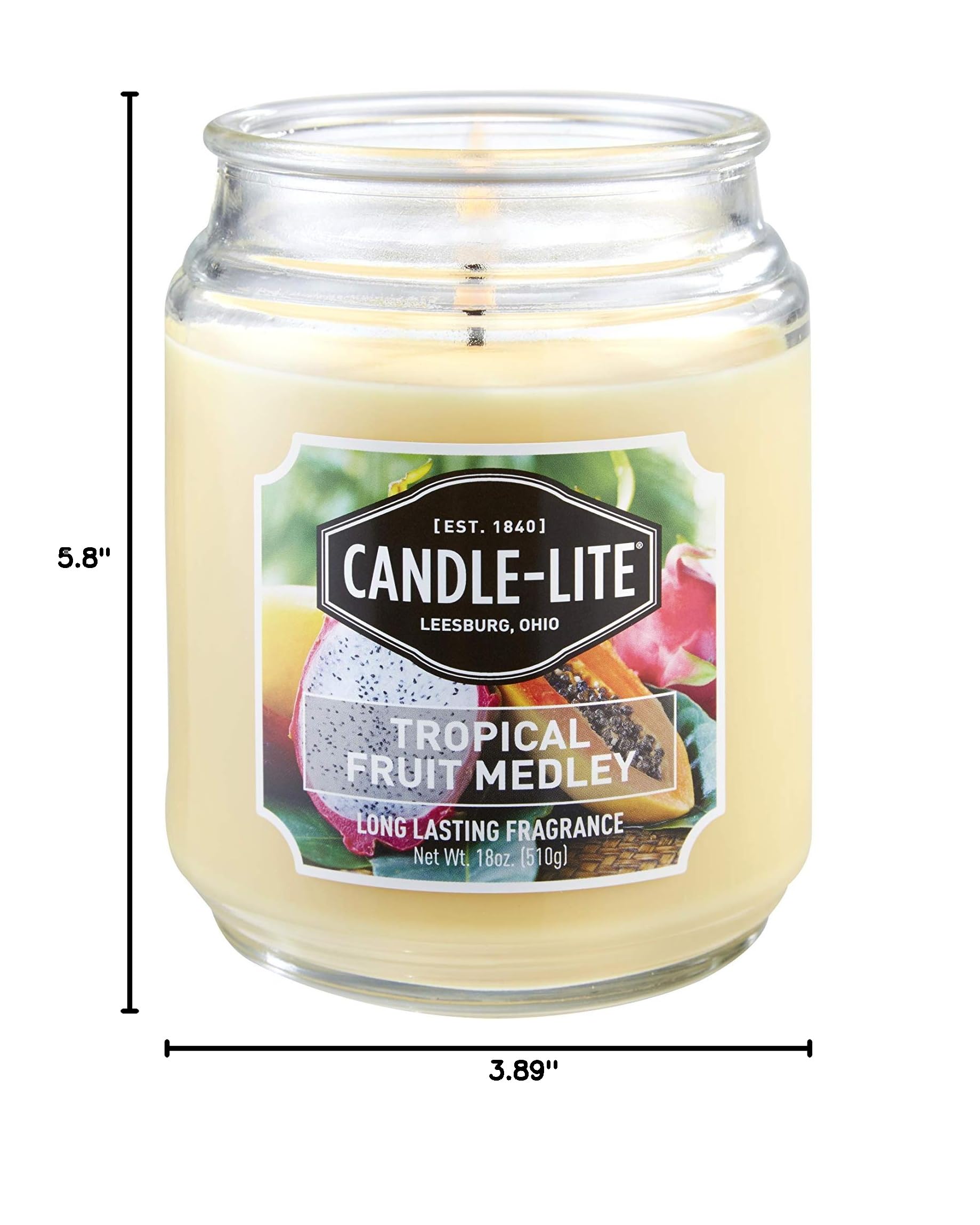 Premium Candle-Lite Scented Candle - 18oz Tropical Fruit Medley Aromatherapy Candle with Single Wick, Yellow Home Decor | Perfect for Relaxation, Spa Nights & Creating Cozy Atmosphere