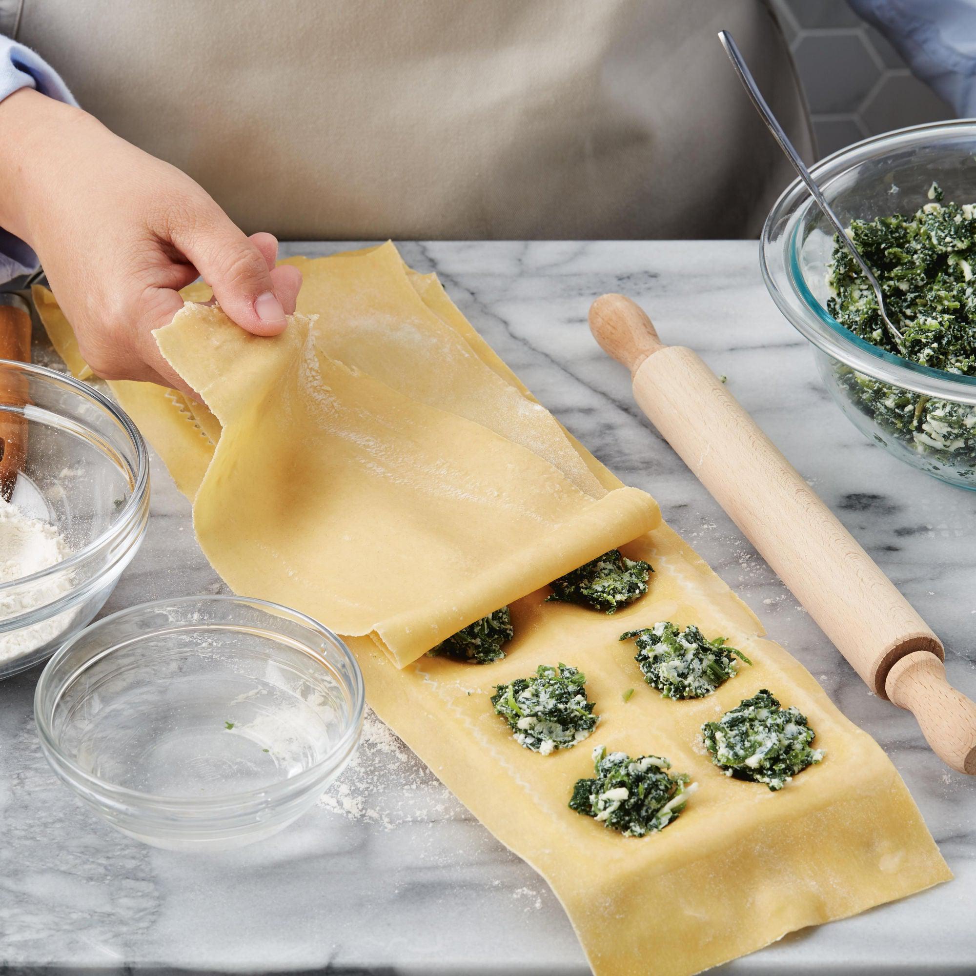 12 Imprint Ravioli Press with Mini Rolling Pin - Stainless Steel Pasta Maker for Homemade Ravioli, Dumplings & Pierogi - Perfect for Italian Cooking & DIY Pasta Making at Home